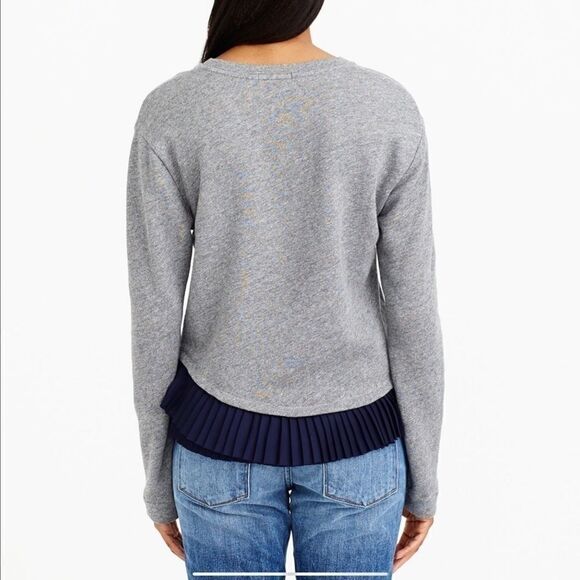 Jcrew Grey Sweatshirt w/ Navy Satin Peplum Ruffle size XS - Picture 5 of 10